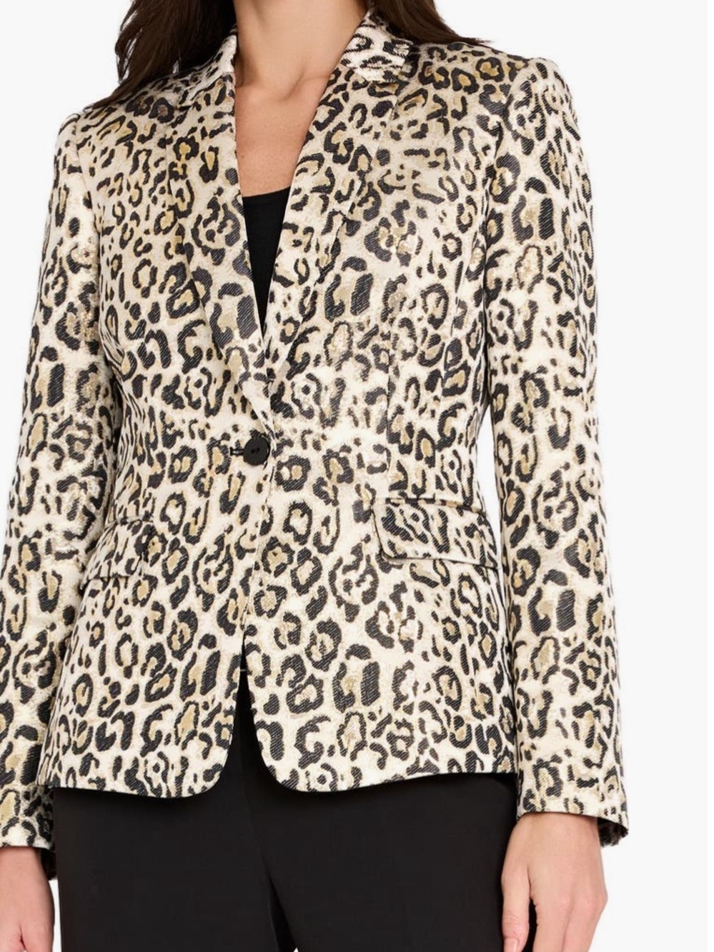 Tahari ASL Ladies Leopard Print Single-Button Women's Blazer -4p NWT